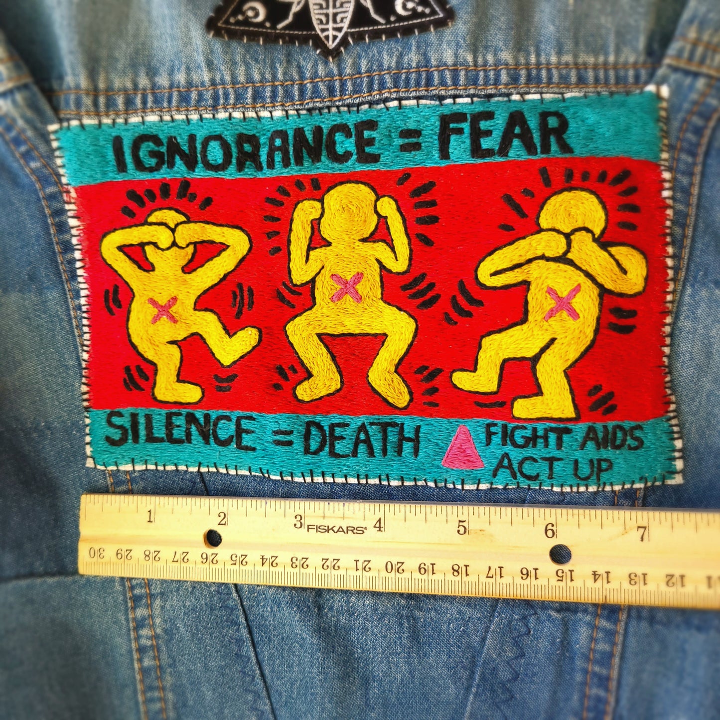 Keith Haring "Silence = Fear" Back Patch, LARGE, Commission Only