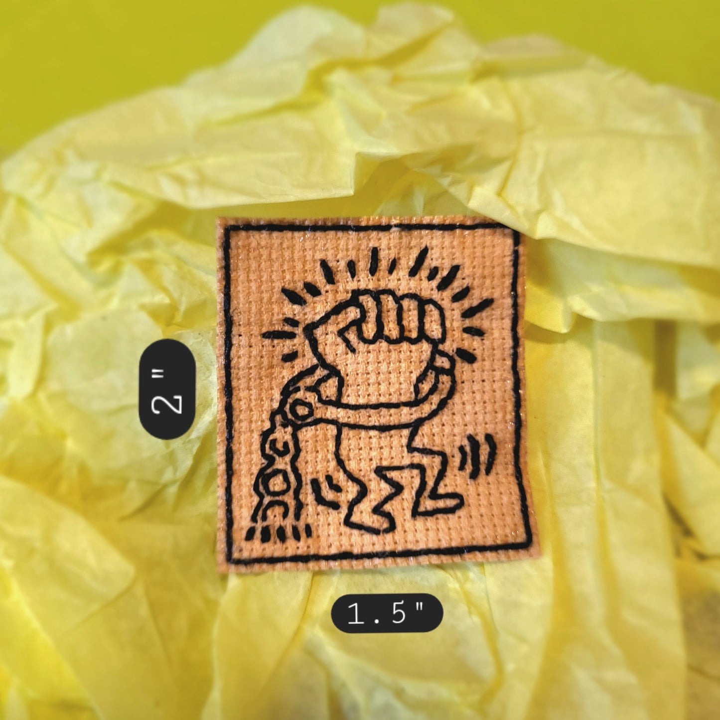 Resist! Keith Haring Hand Embroidered Patch