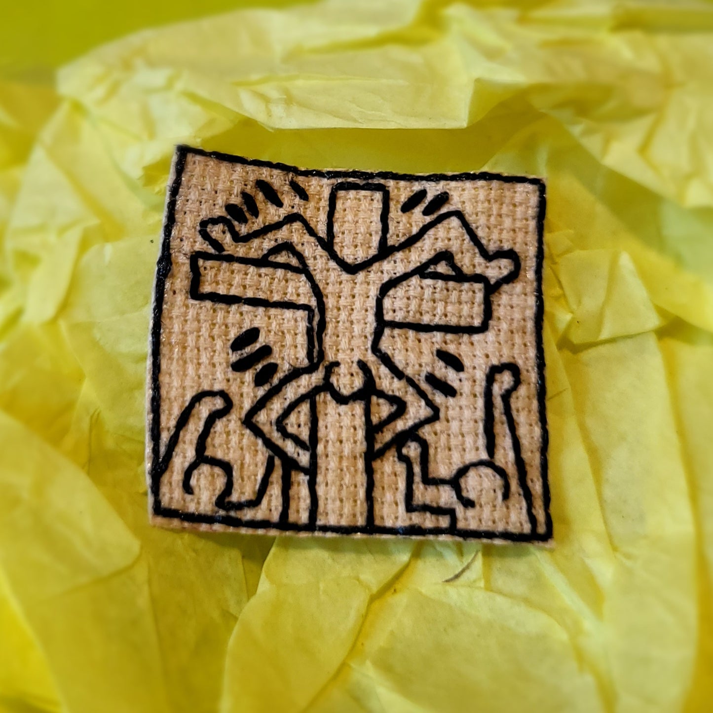 Fool Crucified Dancer, Keith Haring Mini Hand Embroidered Patch