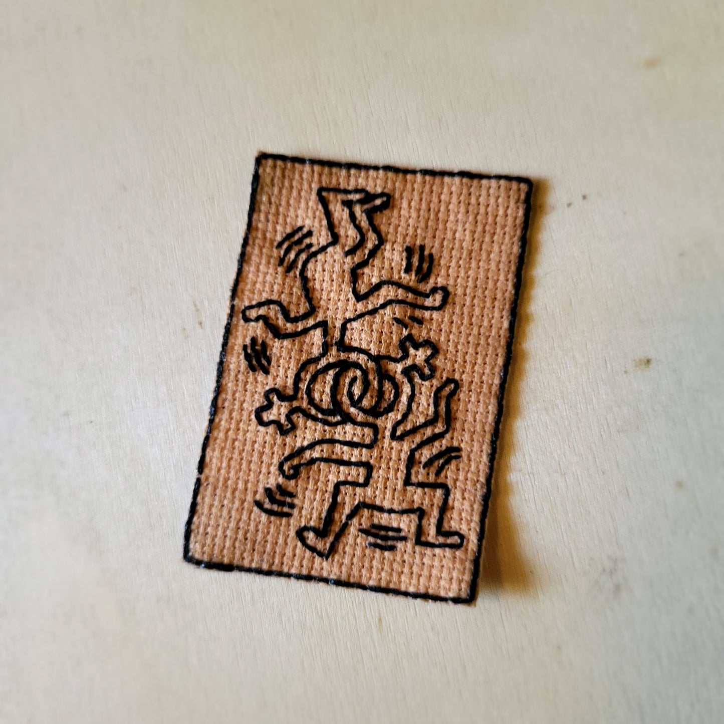 queer linked love heads, single or matching Keith Haring Hand Embroidered Patch