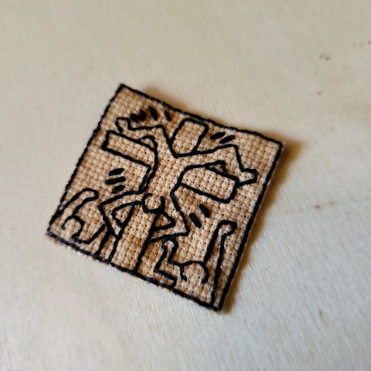 Fool Crucified Dancer, Keith Haring Mini Hand Embroidered Patch