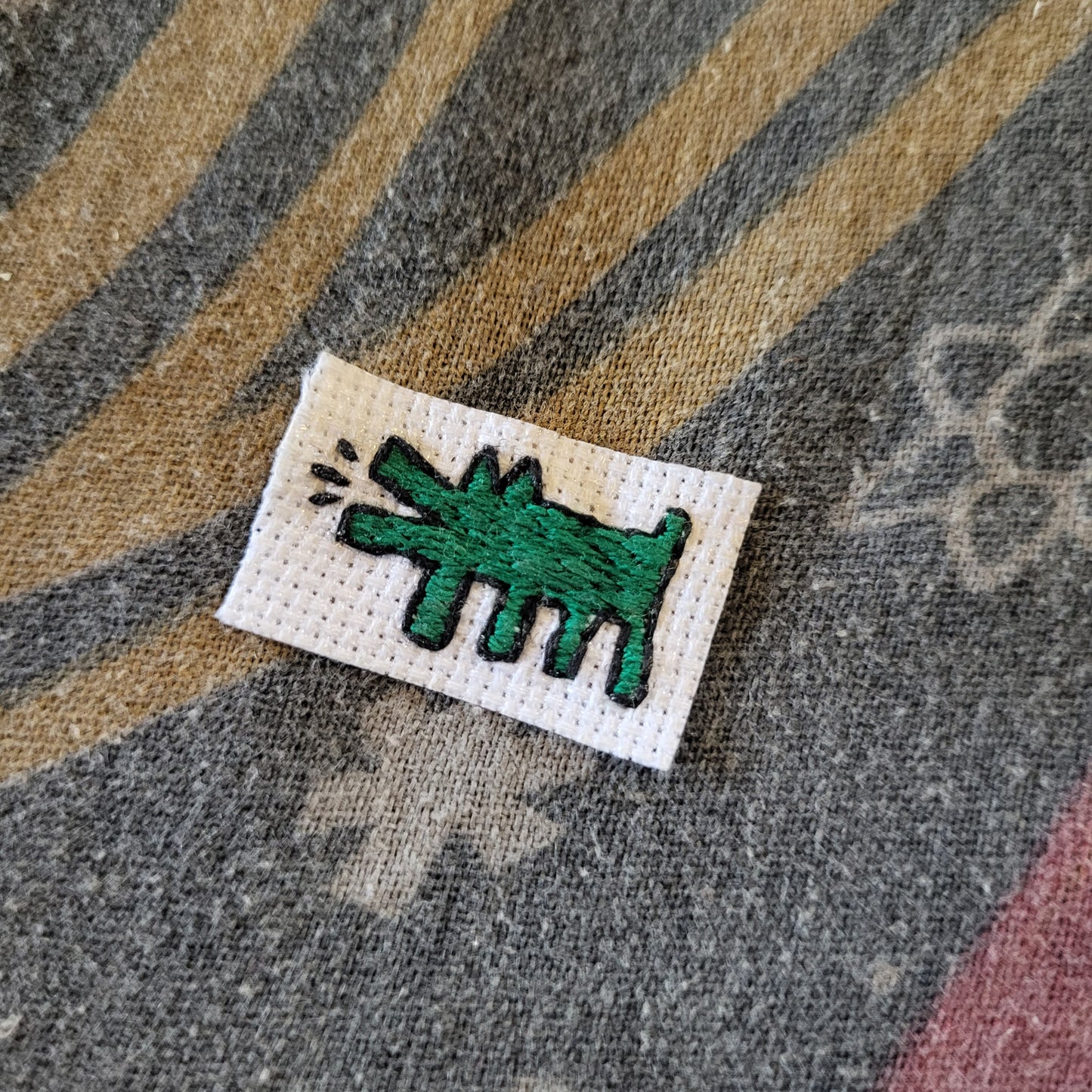 Barking Dogs, various Keith Haring Hand Embroidered mini patches