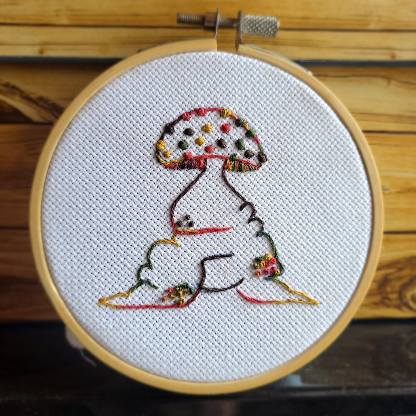 Biomorphic Mushroom Handstitched Embroidery (patch or hoop)