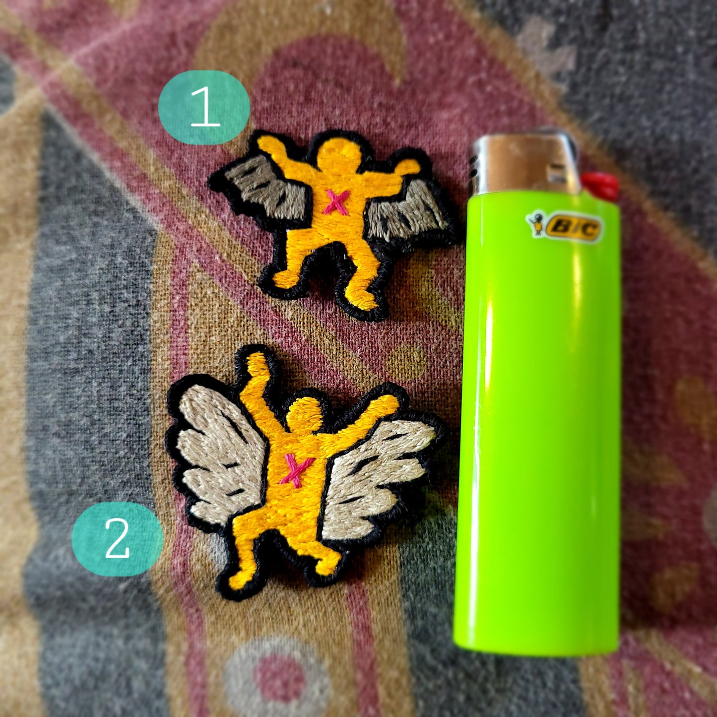 Winged Angel Dancers, Keith Haring sketch Patches