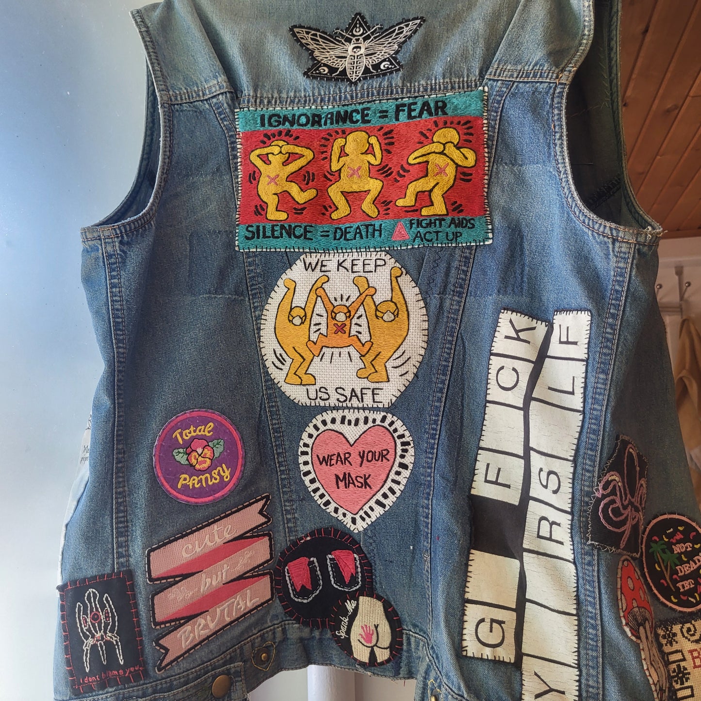 Keith Haring "Silence = Fear" Back Patch, LARGE, Commission Only