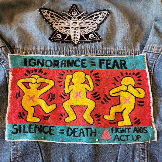 Keith Haring "Silence = Fear" Back Patch, LARGE, Commission Only