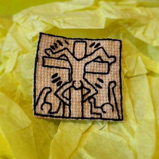 Fool Crucified Dancer, Keith Haring Mini Hand Embroidered Patch