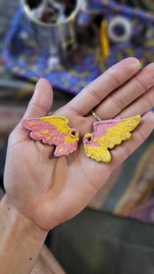 Mini (Hand Stitched) yellow & pink Shoe Wings *one-off*