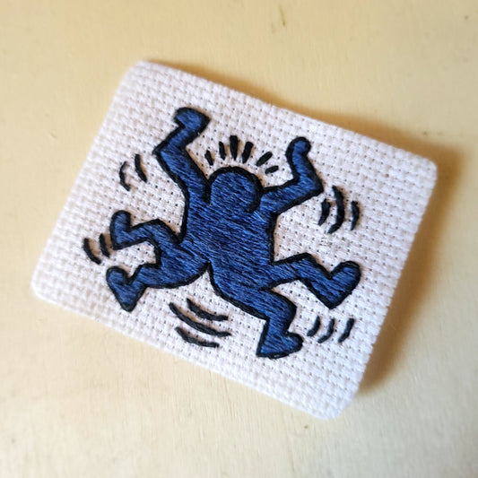 "DANCE" Shared Head, Double Dancers - A Keith Haring Hand Embroidered Patch