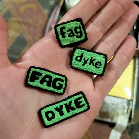 [brat] fag and dyke patches