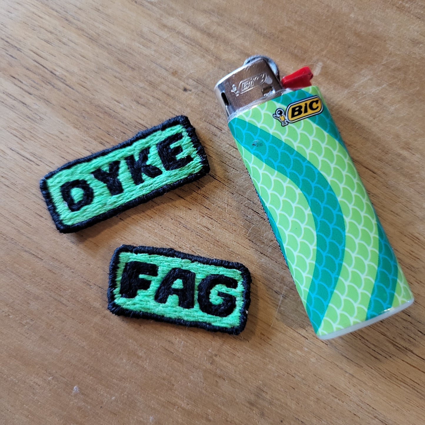 [brat] fag and dyke patches