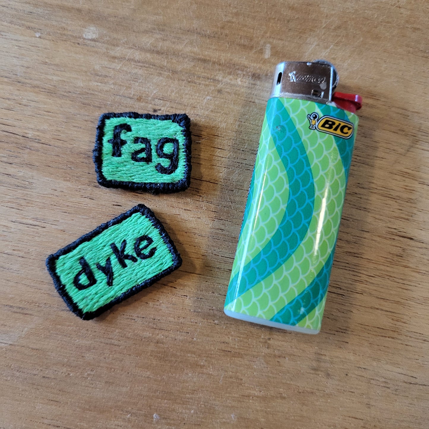 [brat] fag and dyke patches
