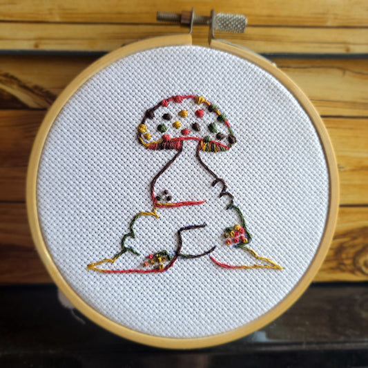 Biomorphic Mushroom Handstitched Embroidery (patch or hoop)
