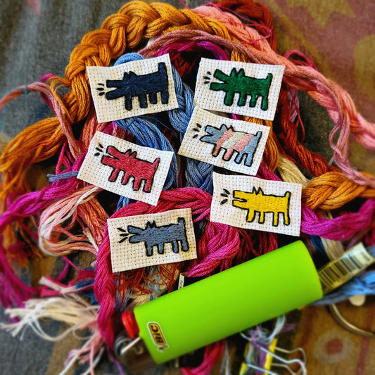 Barking Dogs, various Keith Haring Hand Embroidered mini patches