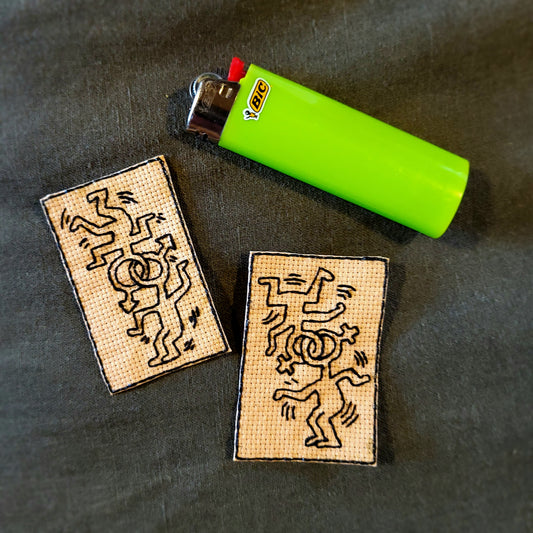 queer linked love heads, single or matching Keith Haring Hand Embroidered Patch